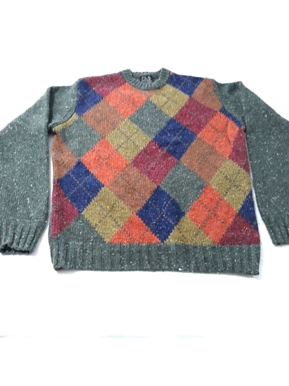 Jos.A.Bank Men Sweater Lambs'wool multicolor /Green Size Medium